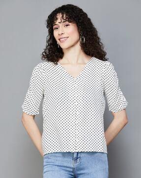 women polka-dot regular fit top