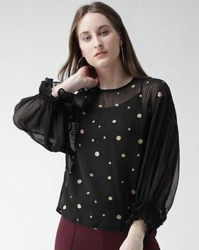 women polka-dot regular fit top