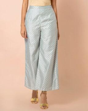 women polka-dot relaxed fit flat-front palazzos