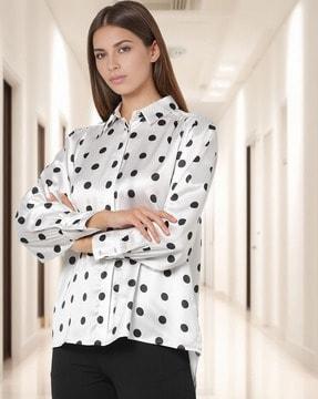 women polka-dot relaxed fit shirt