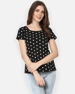 women polka-dot relaxed fit top