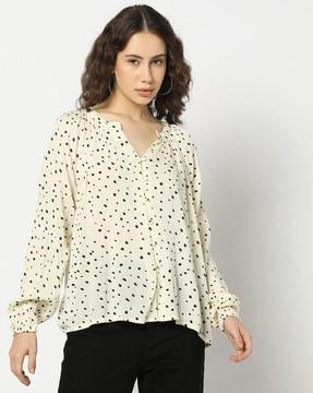 women polka-dot relaxed fit top