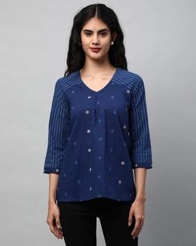 women polka-dot relaxed fit tunic