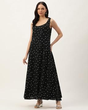 women polka-dot round-neck dress