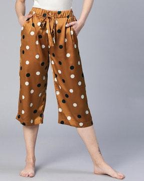 women polka-dot straight fit culottes with insert pockets