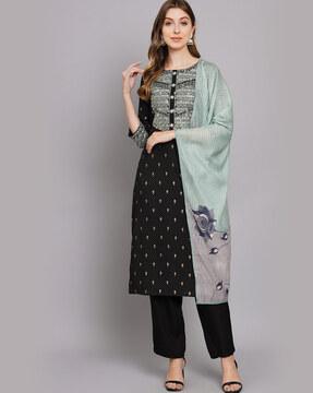 women polka-dot straight kurta set