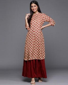 women polka-dot straight kurta