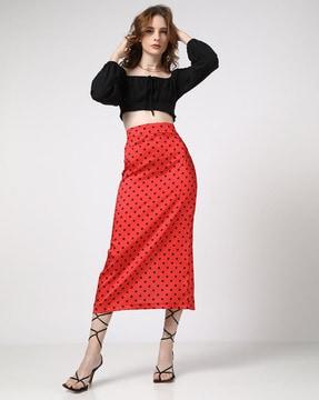 women polka-dot straight skirt