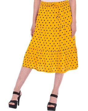 women polka-dot tiered skirt
