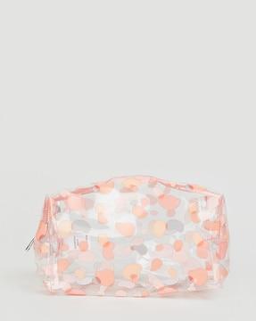 women polka-dot wallet with zip-around closure