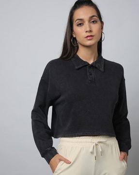 women polo-neck sweatshirt