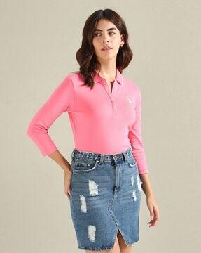 women polo t-shirt with logo embroidery