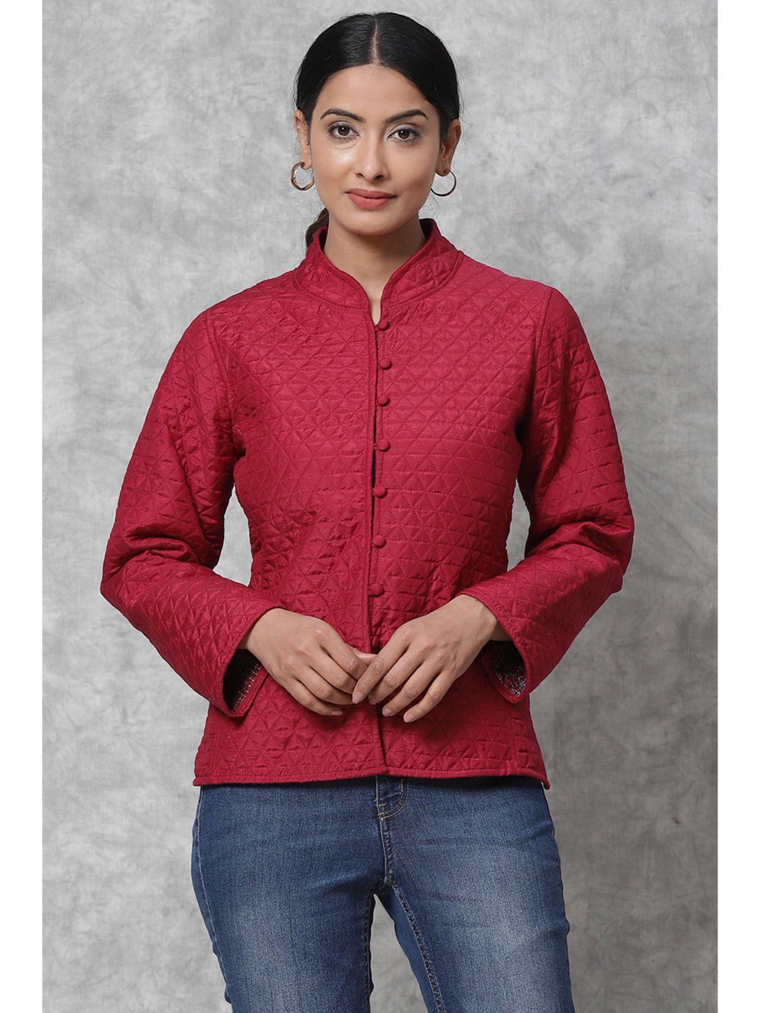 women polyester maroon jacket