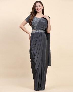women pre-stitched saree with embellished accent