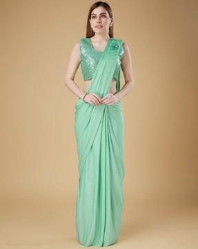 women pre-stitched saree with embellishment
