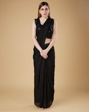 women pre-stitched saree with embellishment