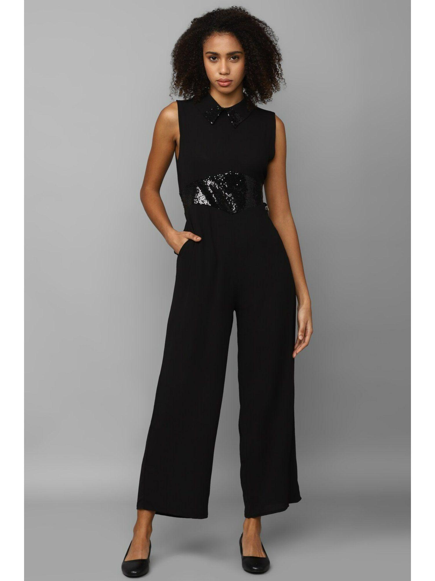 women print regular fit black jumpsuit