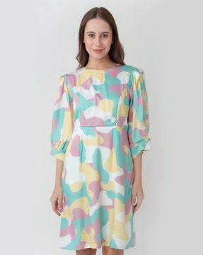 women printed a-line dress