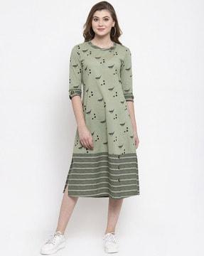women printed a-line dress