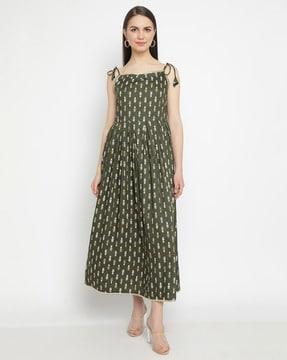 women printed a-line dress