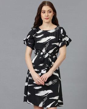 women printed a-line dress