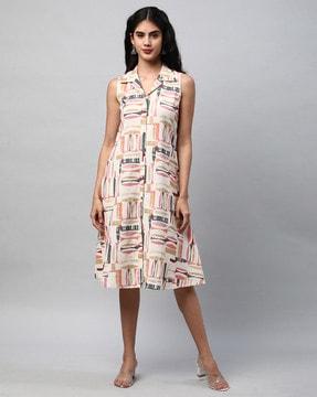 women printed a-line dress