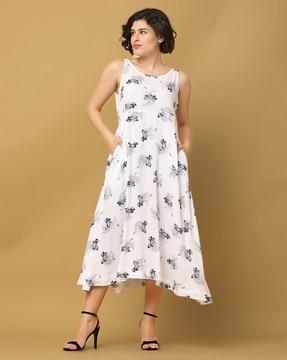 women printed a-line dress