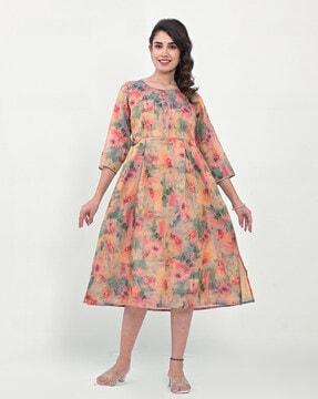 women printed a-line dress