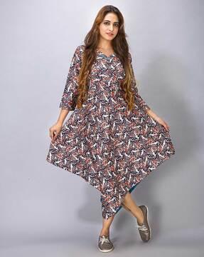 women printed a-line dress