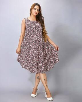 women printed a-line dress