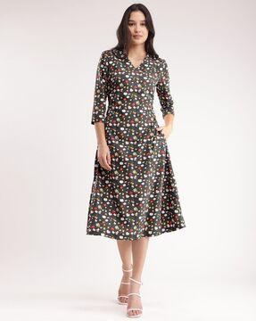 women printed a-line dress