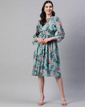 women printed a-line dress