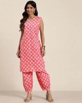 women printed a-line kurta & pants set
