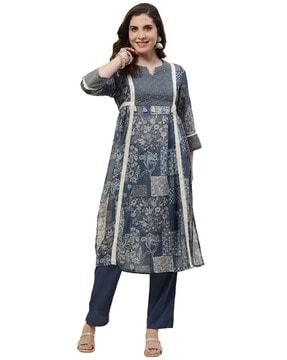 women printed a-line kurta & pants set