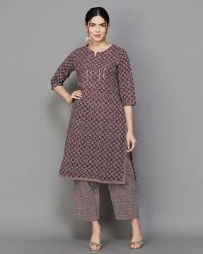 women printed a-line kurta set