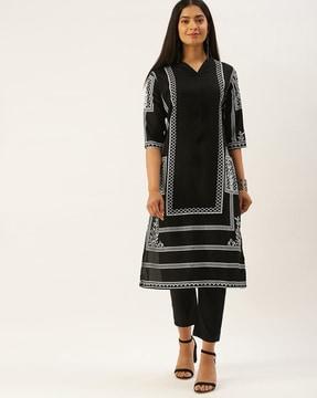 women printed a-line kurta set