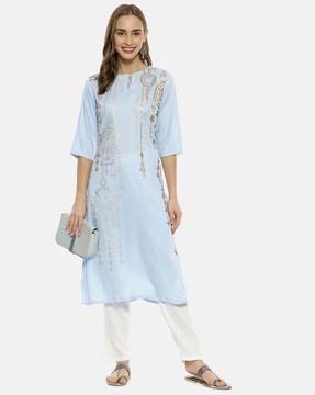 women printed a-line kurta set