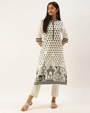 women printed a-line kurta set