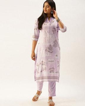 women printed a-line kurta set