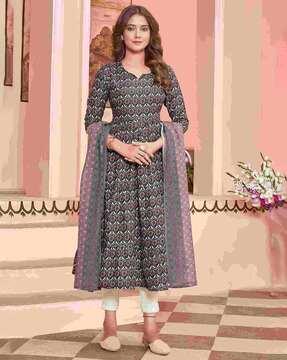 women printed a-line kurta set