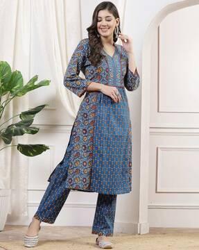 women printed a-line kurta set