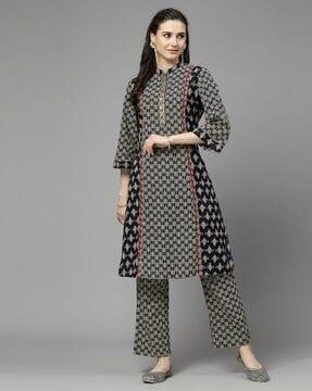 women printed a-line kurta set