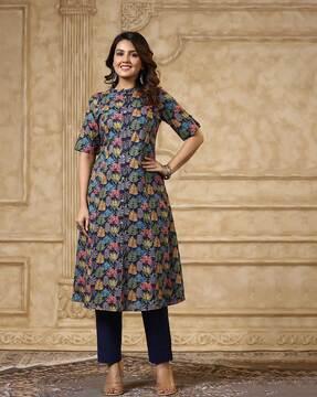 women printed a-line kurta set