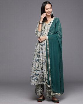 women printed a-line kurta set