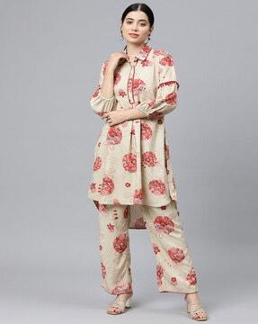 women printed a-line kurta suit set