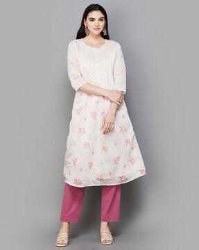 women printed a-line kurta