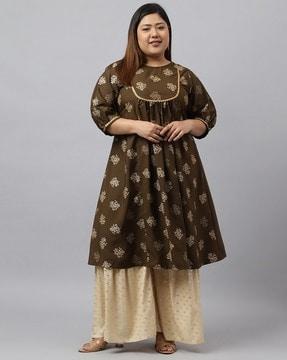 women printed a-line kurta