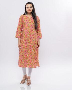 women printed a-line kurti