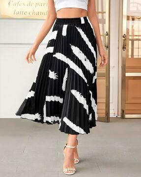 women printed a-line skirt with elasticated waistband