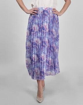women printed a-line skirt with elasticated waistband